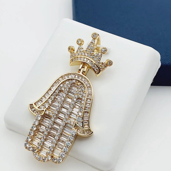 "14K Gold Plated Cubic Zircon Pendant, EVBRS620 - Picture 10 of 10